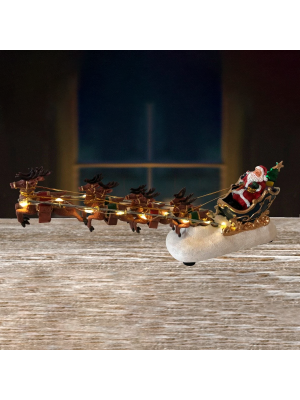 Decoratiune cu lumini, Ren cu Mos Craciun,  32 x 16  cm