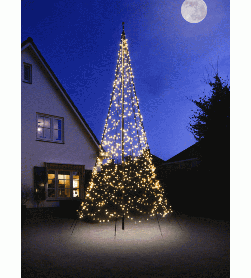 Instalatie sub forma de brad de Craciun 600 CM, lumina calda, 1200 LED cu sclipiri, fara stalp metalic